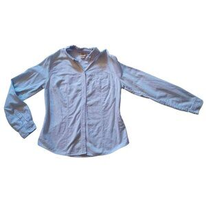 Button-Up Long Sleeve Shirt Mossimo Supply Co Womens Blue Striped Large Casual